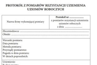 Protokół z pomiarów rezystancji uziemienia uziomów roboczych