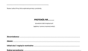 Protokół pomiarowy ze sprawdzenia kabla energetycznego do 1 kV. Wzór z komentarzem do pobrania 