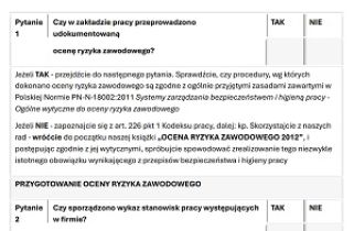 Lista kontrolna procedury oceny ryzyka zawodowego. Wzór