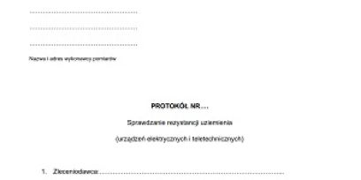 Pomiary rezystancji uziemienia. Wzór dokumentu do pobrania