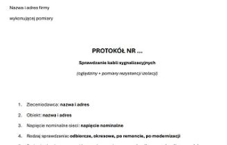 Protokół ze sprawdzania kabli sygnalizacyjnych