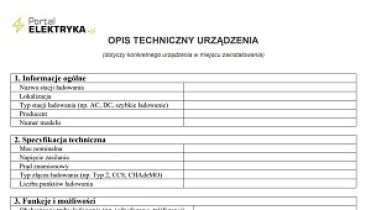 Opis techniczny urządzenia. Wzór