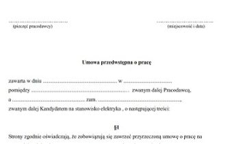 Umowa przedwstępna. Wzór